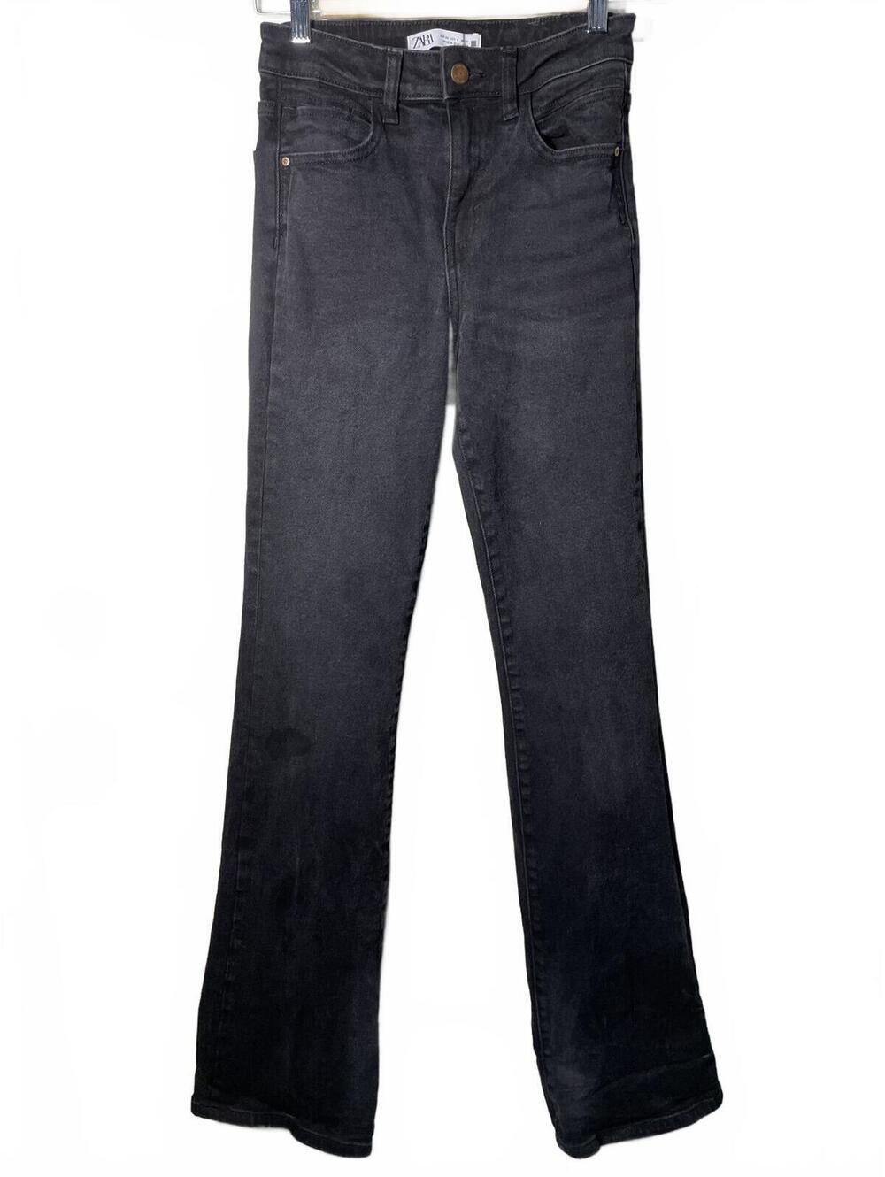 Zara Flared Denim Jeans Women's Size 4 Black Grunge Boho